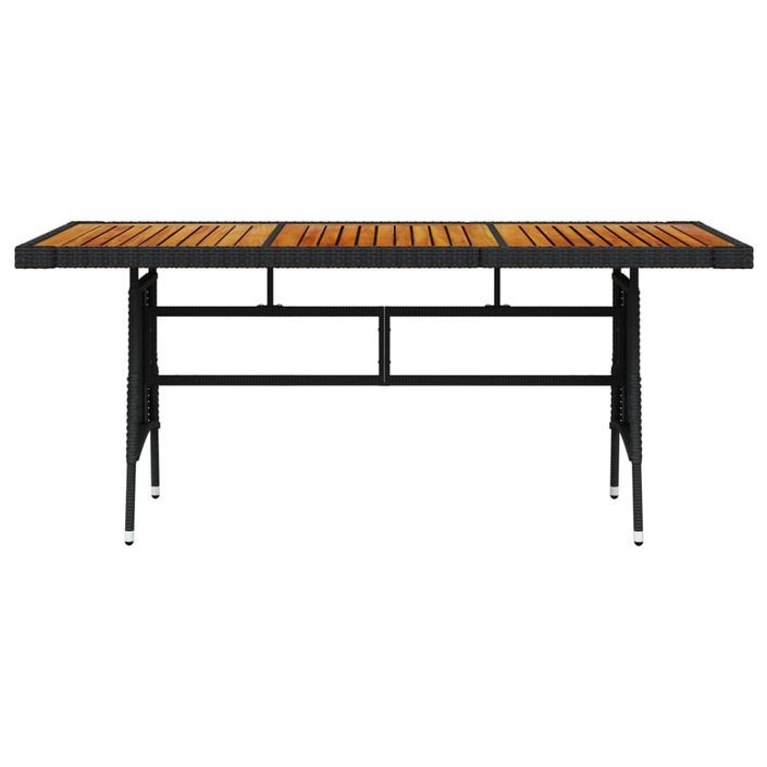 Table de jardin Noir 160x70x72 cm Résine tressée et acacia - Photo n°2