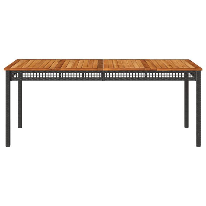 Table de jardin noir 180x90x75 cm résine tressée et bois acacia - Photo n°4