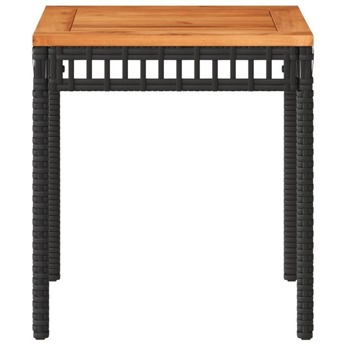 Table de jardin noir 38x38x42 cm résine tressée et bois acacia - Photo n°5