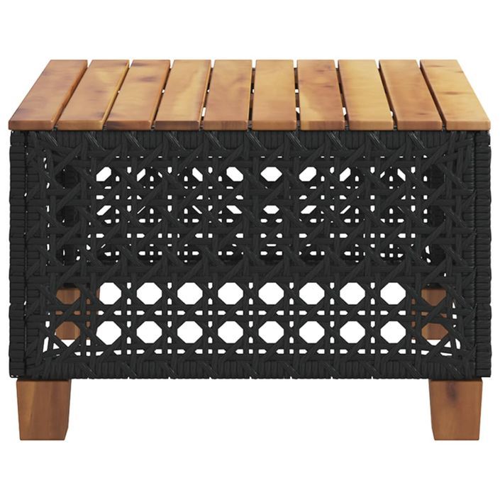 Table de jardin noir 55x55x36 cm résine tressée et bois acacia - Photo n°5