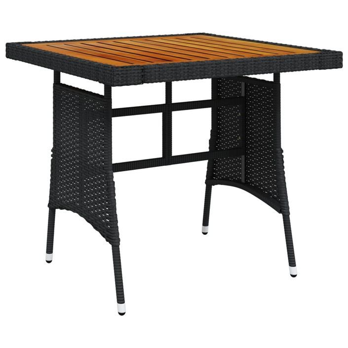 Table de jardin Noir 70x70x72 cm Résine tressée et acacia - Photo n°1