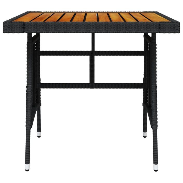 Table de jardin Noir 70x70x72 cm Résine tressée et acacia - Photo n°2