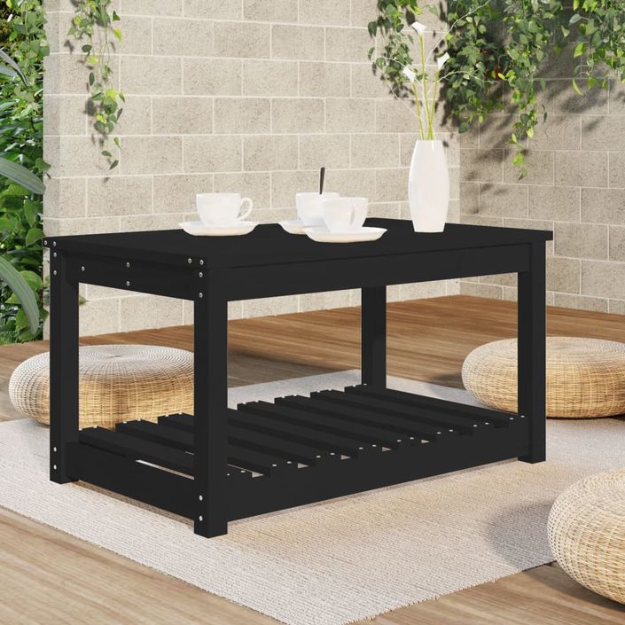 Table de jardin noir 82,5x50,5x45 cm bois massif de pin - Photo n°3