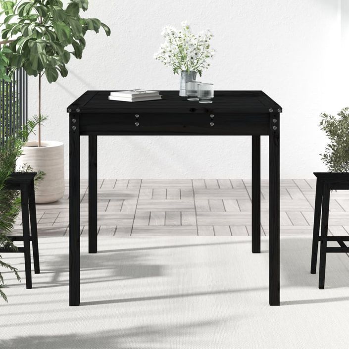 Table de jardin noir 82,5x82,5x76 cm bois massif de pin - Photo n°3