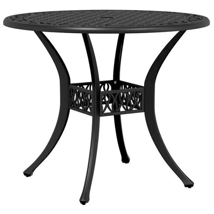 Table de jardin noir Ø90x75 cm aluminium coulé - Photo n°1