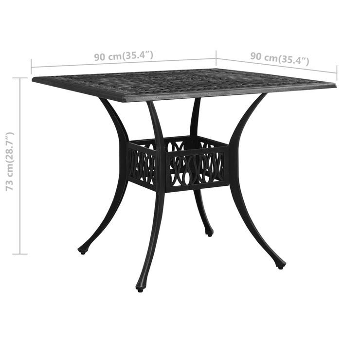 Table de jardin Noir 90x90x73 cm Aluminium coulé - Photo n°6