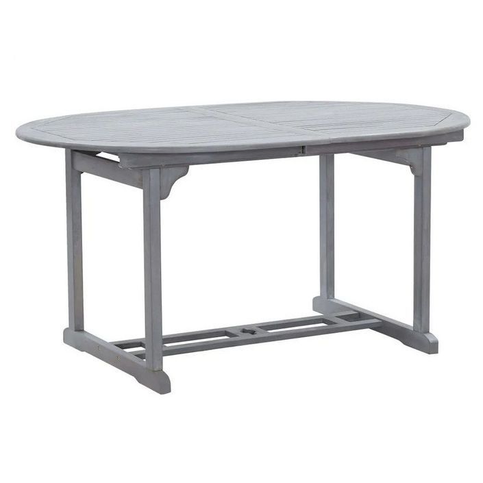 Table de jardin ovale extensible acacia massif gris Alline - Photo n°2