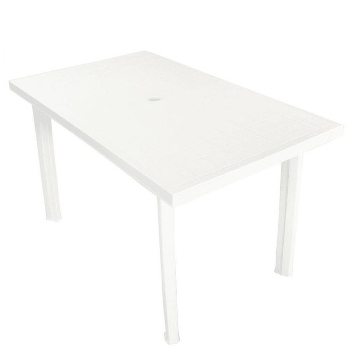 Table de jardin plastique blanc Bouka 126 cm - Photo n°1