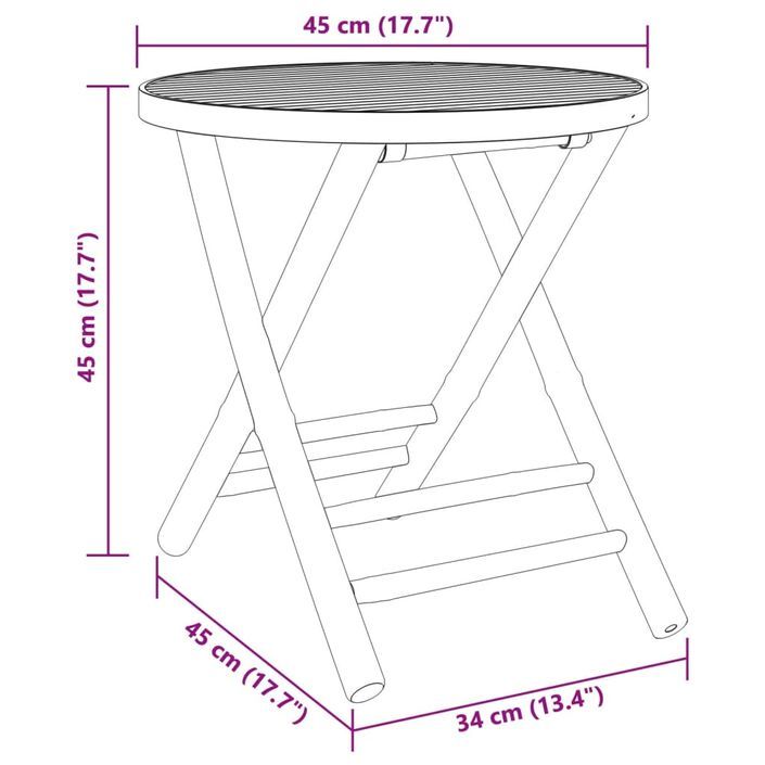 Table de jardin pliable Ø45x45 cm bambou - Photo n°8