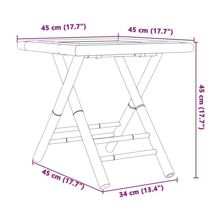 Table de jardin pliable 45x45x45 cm bambou - Photo n°8