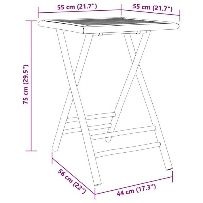 Table de jardin pliable 55x55x75 cm bambou - Photo n°8