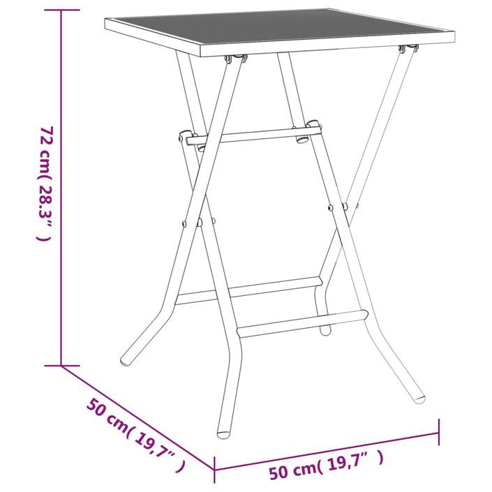 Table de jardin pliable anthracite 50x50x72 cm maille d'acier - Photo n°9