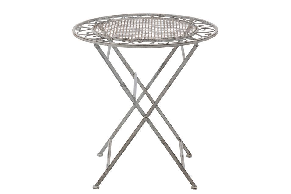 Table de jardin pliable en métal gris Kael D 70 cm - Photo n°4