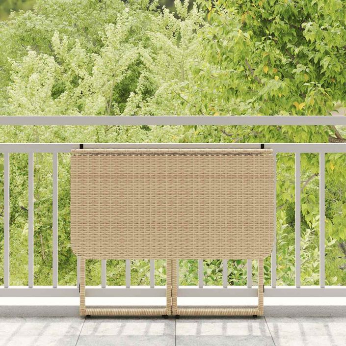 Table de jardin pliante beige 90 x 51 x 75 cm polyrotin - Photo n°3