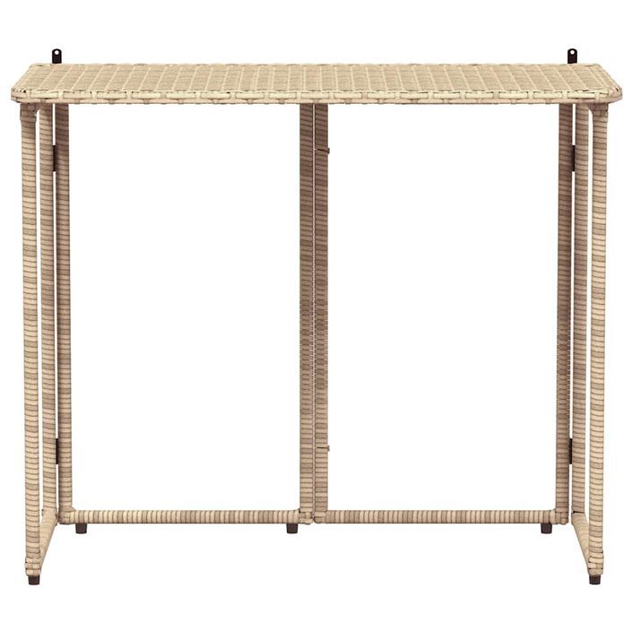 Table de jardin pliante beige 90 x 51 x 75 cm polyrotin - Photo n°4