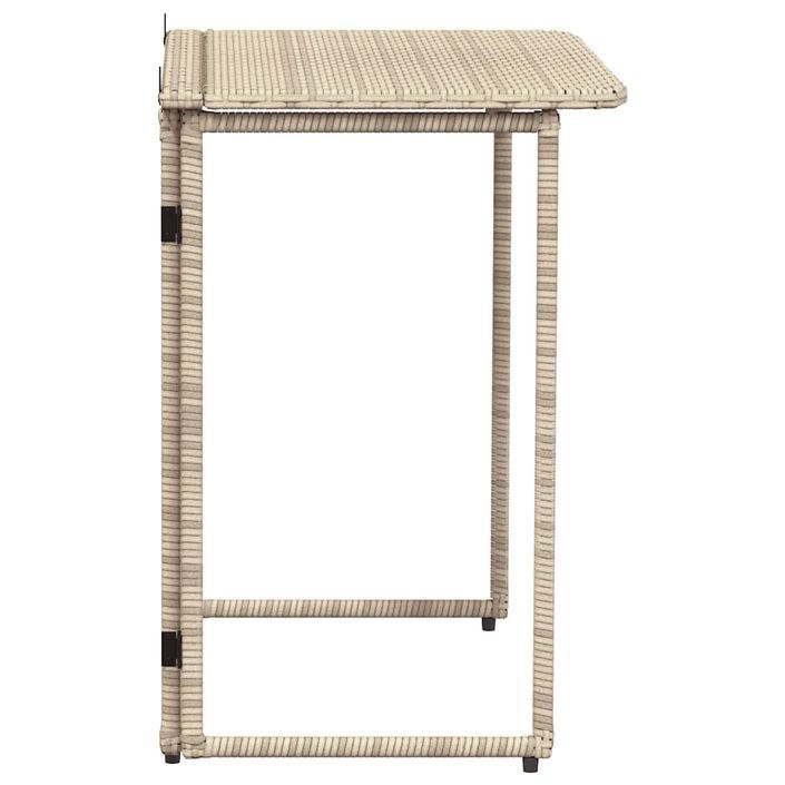 Table de jardin pliante beige 90 x 51 x 75 cm polyrotin - Photo n°5