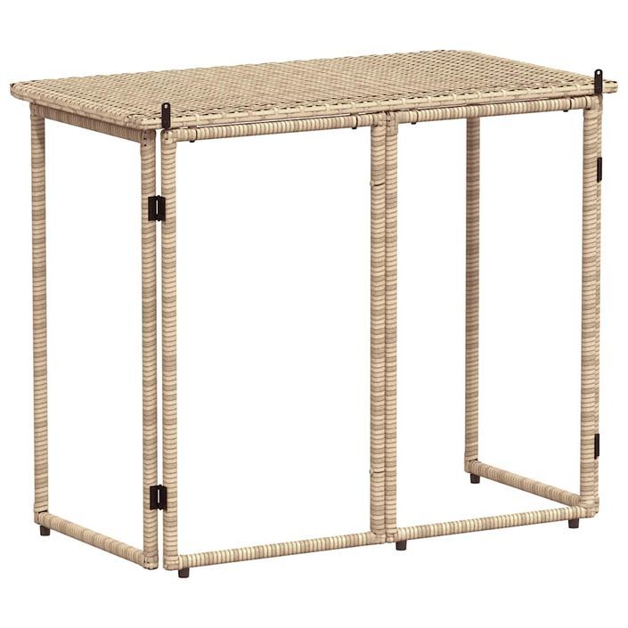 Table de jardin pliante beige 90 x 51 x 75 cm polyrotin - Photo n°6