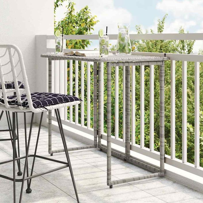 Table de jardin pliante gris 90 x 51 x 75 cm polyrotin - Photo n°1