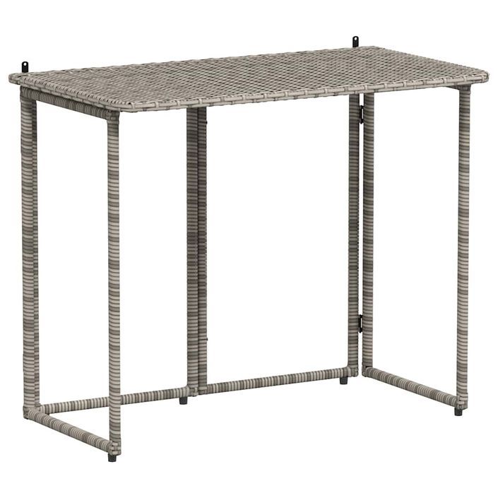 Table de jardin pliante gris 90 x 51 x 75 cm polyrotin - Photo n°2