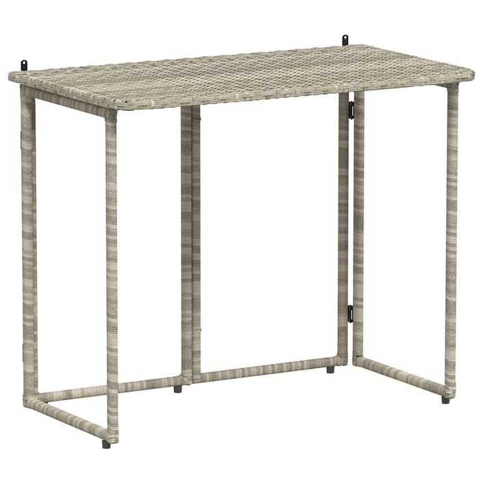 Table de jardin pliante gris clair 90 x 51 x 75 cm polyrotin - Photo n°2