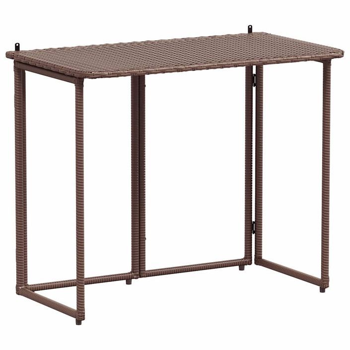 Table de jardin pliante marron 90 x 51 x 75 cm polyrotin - Photo n°2