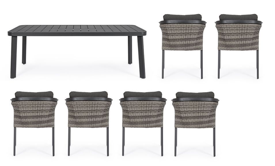 Table de jardin rectangle avec 6 chaises aluminium gris Cody - Photo n°7