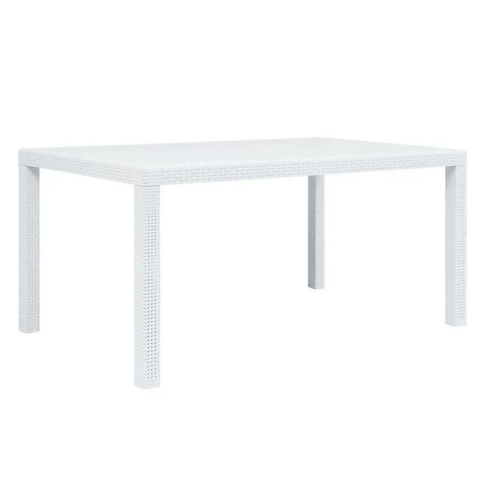 Table de jardin rectangulaire plastique blanc Terdi 150 cm - Photo n°1