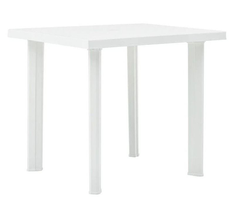 Table de jardin rectangulaire plastique blanc Assoa 80 cm - Photo n°1