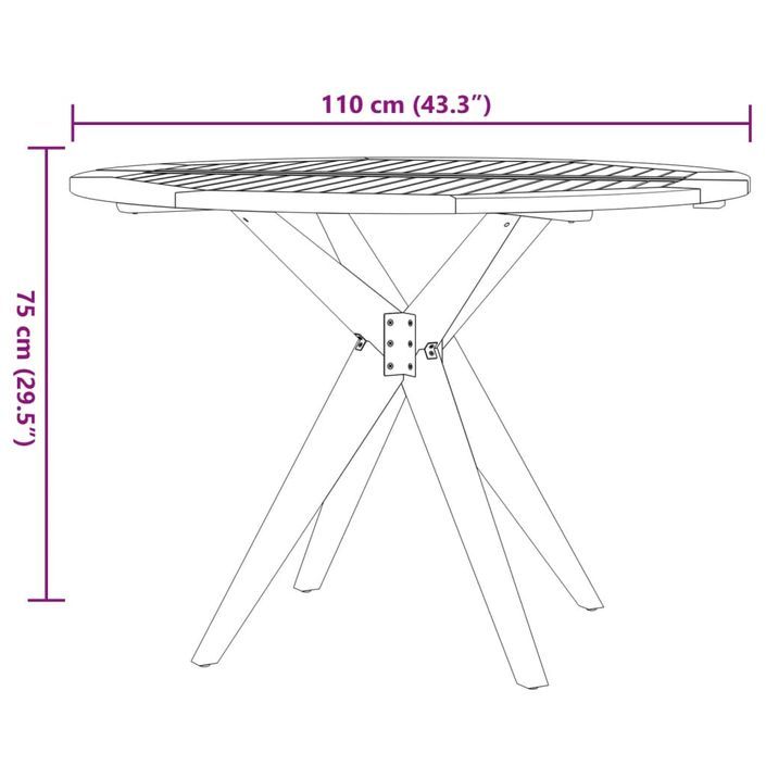 Table de jardin ronde Ø85x75 cm bois d'acacia solide - Photo n°8