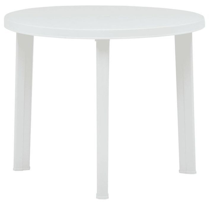 Table de jardin ronde plastique blanc Assoa - Photo n°1