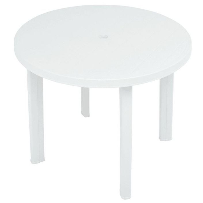Table de jardin ronde plastique blanc Assoa - Photo n°2