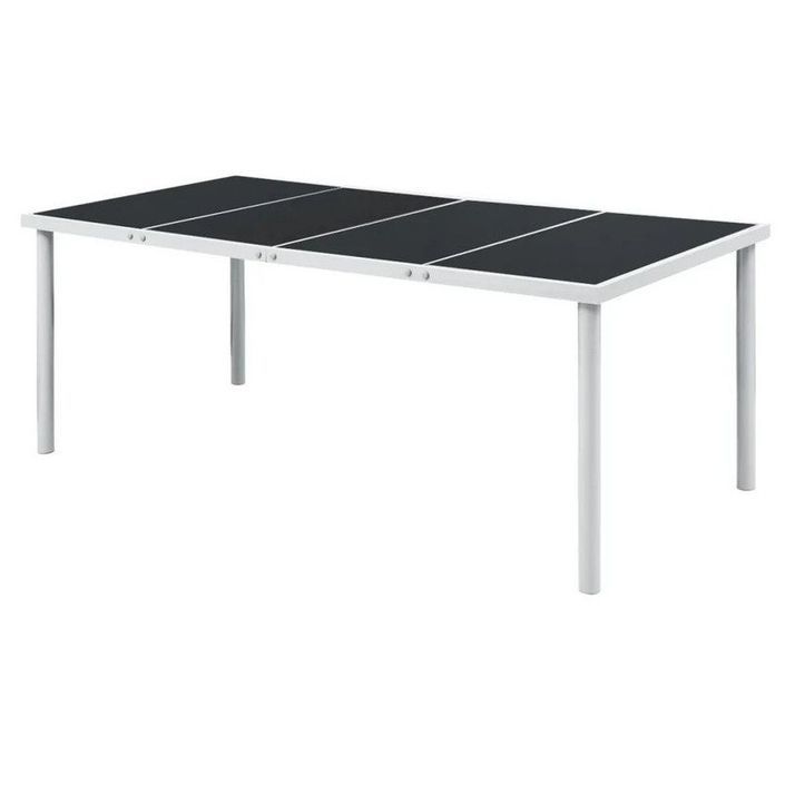 Table de jardin verre noir et pieds métal gris Keera 190 cm - Photo n°1