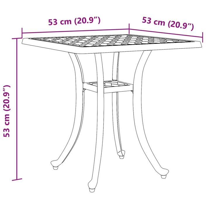 Table de jardin vert 53x53x53 cm aluminium coulé - Photo n°11