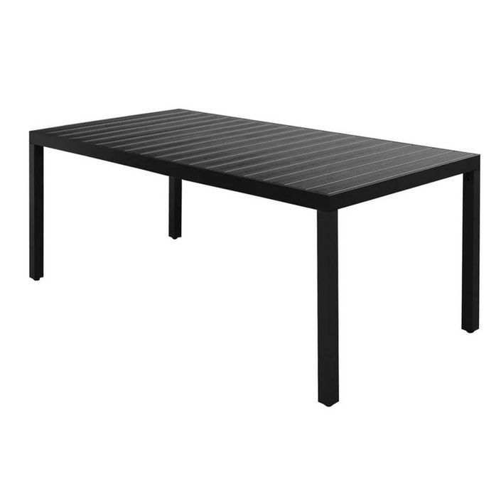Table de jardin WPC et pieds métal noir Etrino 185 cm - Photo n°1