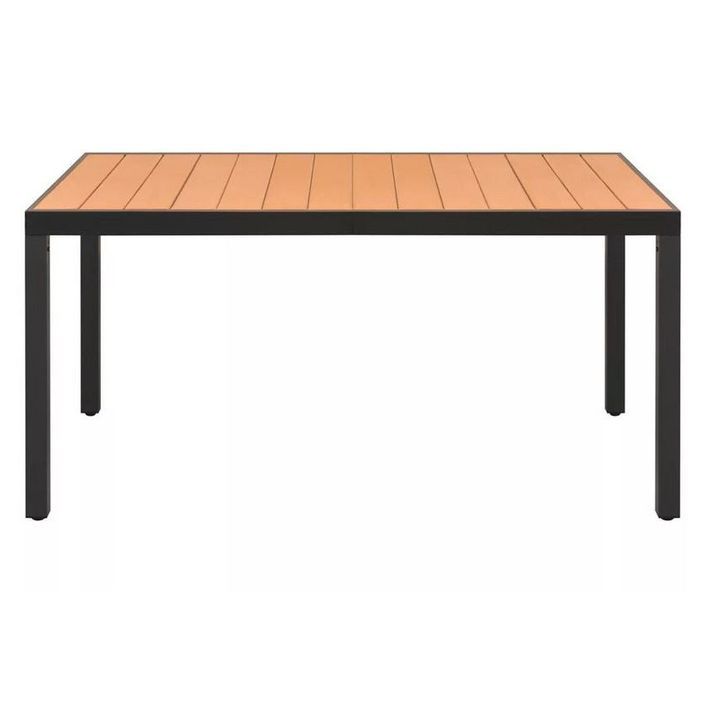 Table de jardin WPC marron et pieds métal noir Etrino 150 cm - Photo n°2