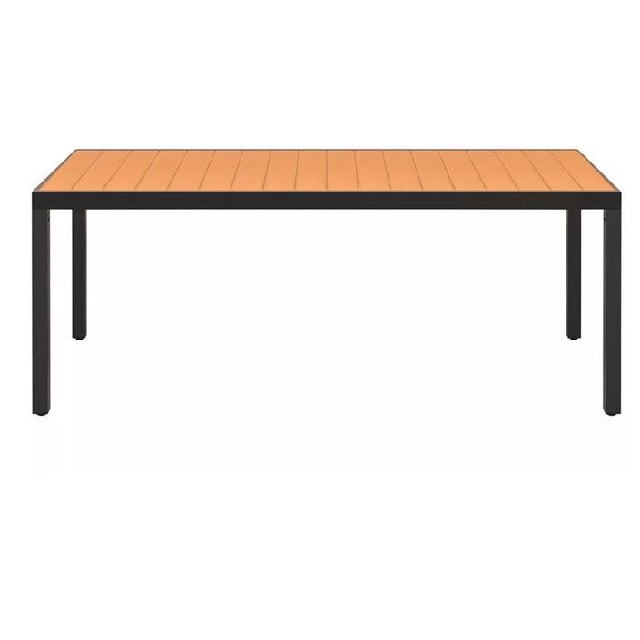 Table de jardin WPC marron et pieds métal noir Etrino 185 cm - Photo n°2