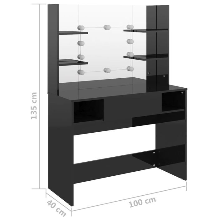 Table de maquillage avec éclairage LED 100x40x135 cm MDF 3 - Photo n°6