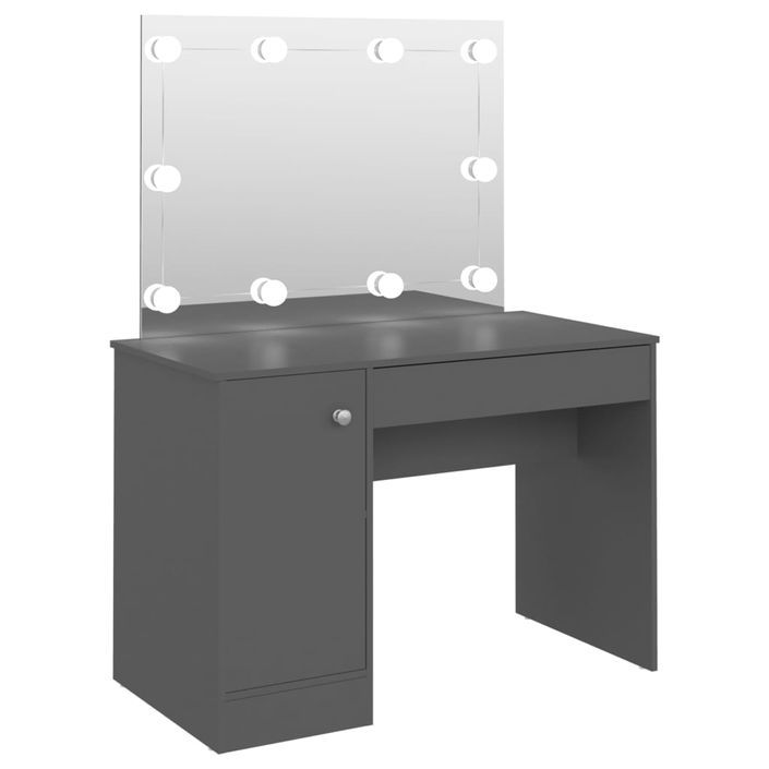 Table de maquillage avec éclairage LED 110x55x145 cm MDF Gris - Photo n°1