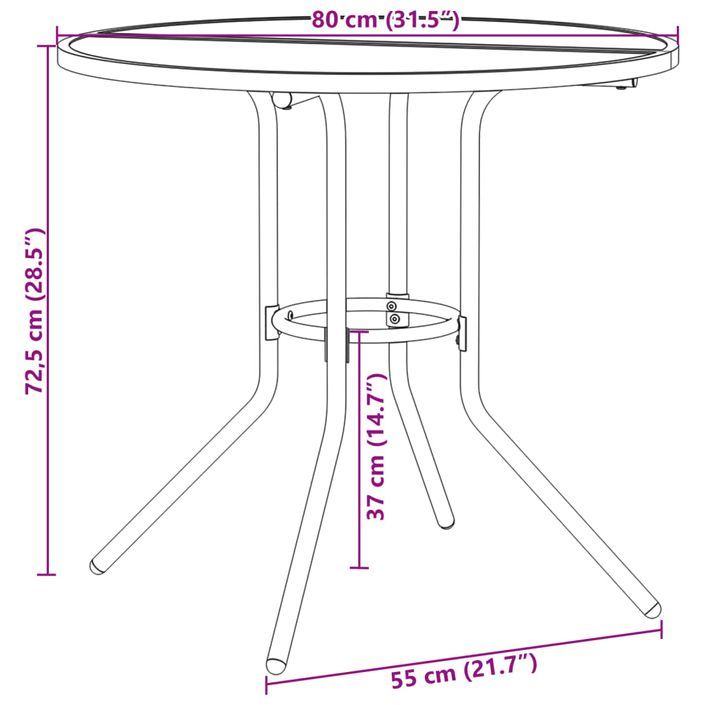 Table de patio ronde anthracite acier enduit de poudre - Photo n°8