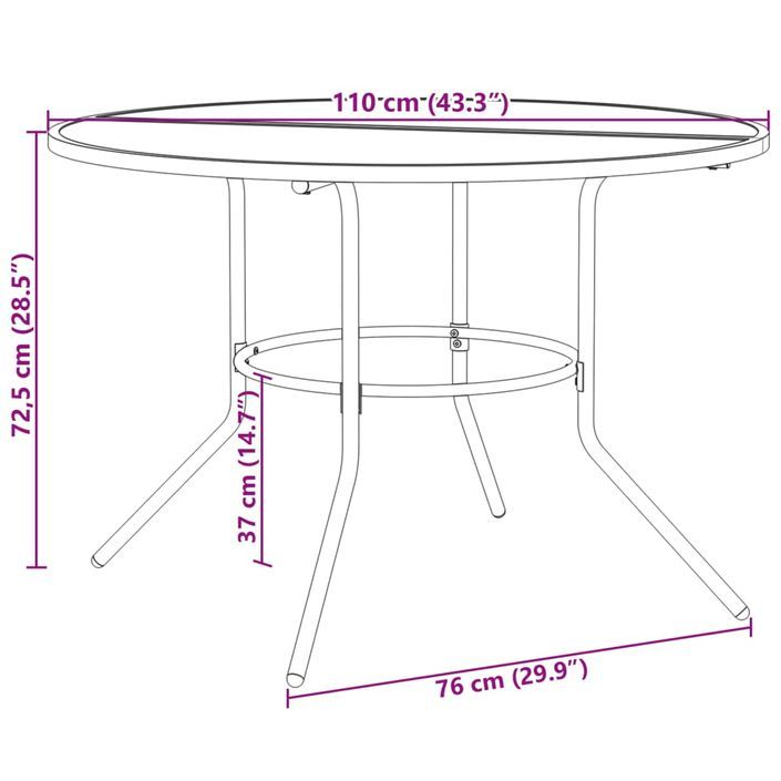 Table de patio ronde anthracite acier enduit de poudre - Photo n°8