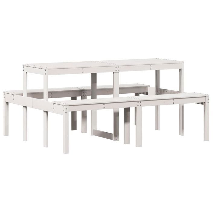 Table de pique-nique blanc 160x134x75 cm bois massif de pin - Photo n°1