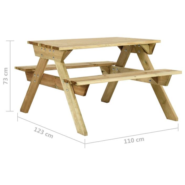 Table de pique-nique et bancs 110x123x73cm Bois de pin imprégné - Photo n°6