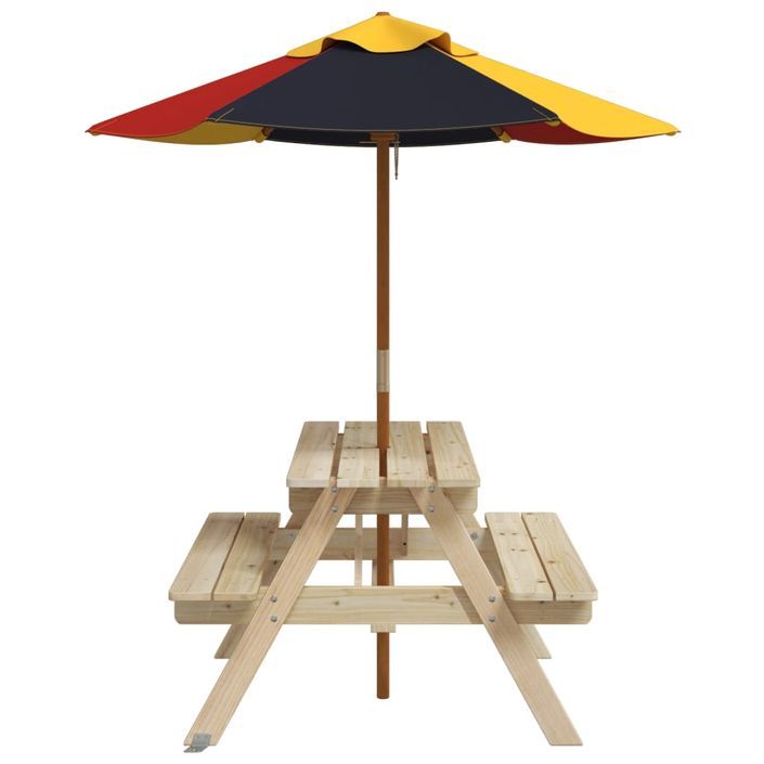 Table de pique-nique pour 4 enfants avec parasol bois de sapin - Photo n°4