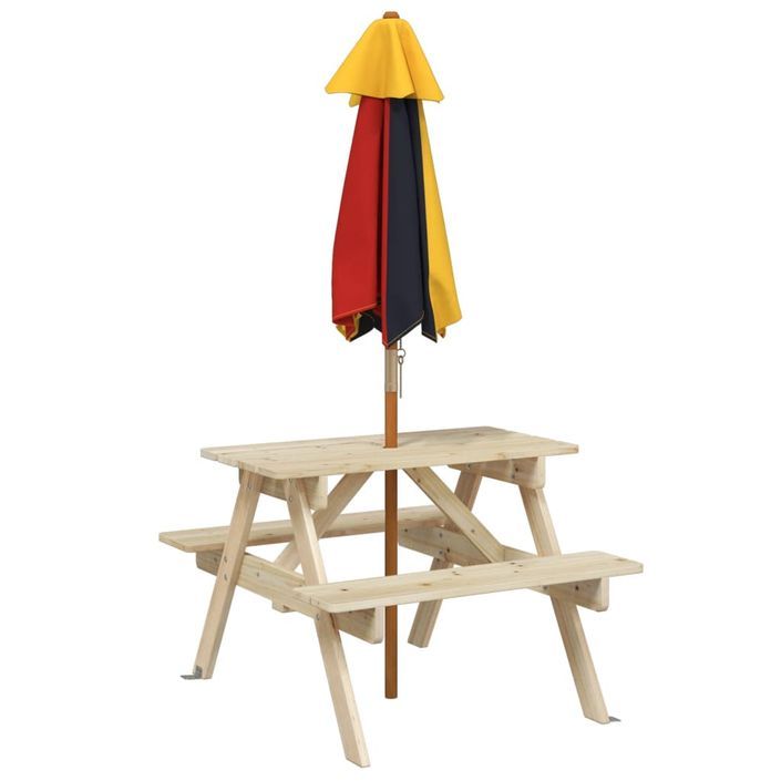 Table de pique-nique pour 4 enfants avec parasol bois de sapin - Photo n°6