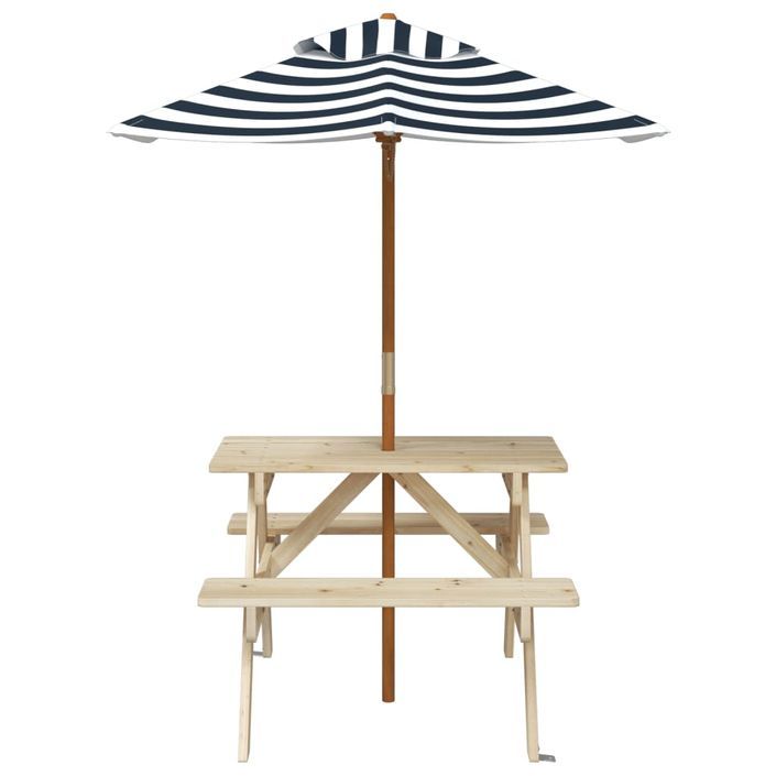 Table de pique-nique pour 4 enfants avec parasol bois de sapin - Photo n°3