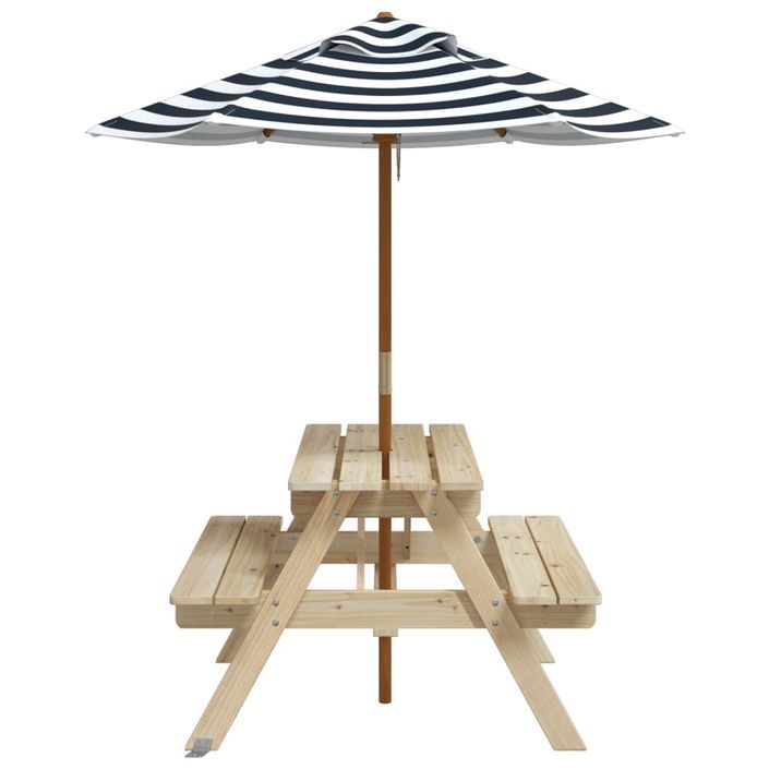 Table de pique-nique pour 4 enfants avec parasol bois de sapin - Photo n°4