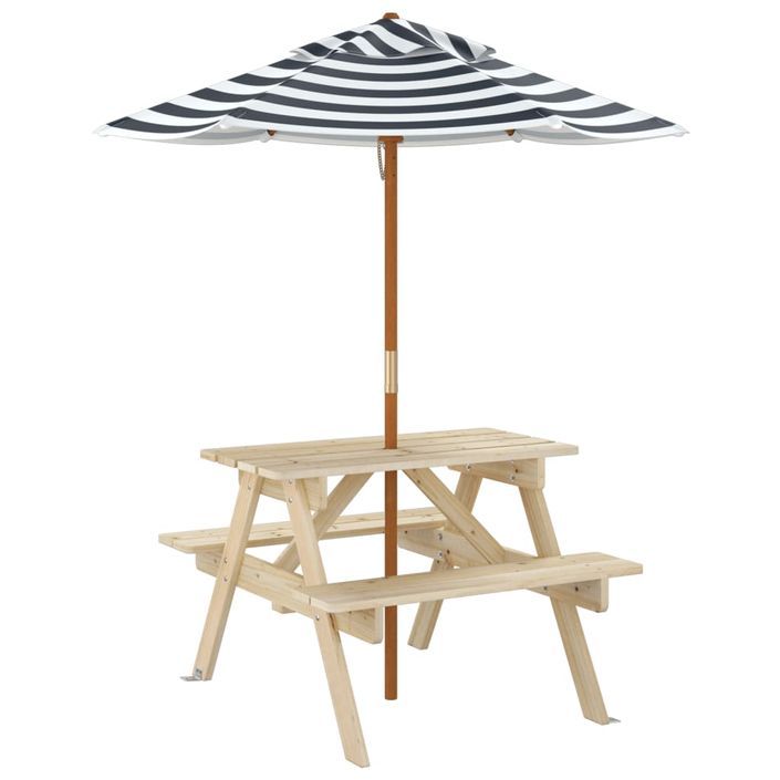 Table de pique-nique pour 4 enfants avec parasol bois de sapin - Photo n°5