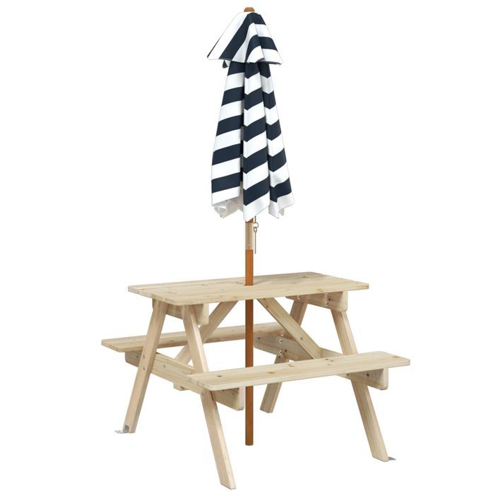 Table de pique-nique pour 4 enfants avec parasol bois de sapin - Photo n°6