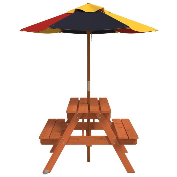 Table de pique-nique pour 4 enfants avec parasol bois de sapin - Photo n°4