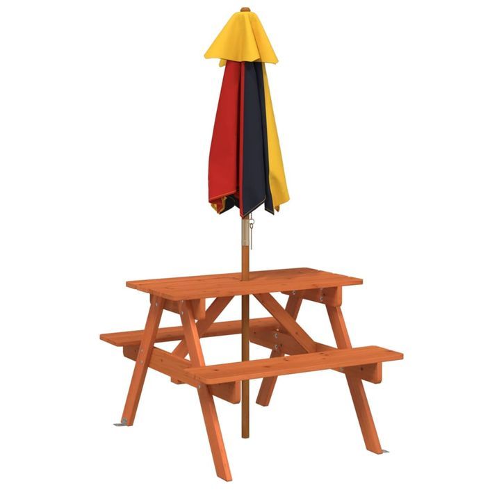 Table de pique-nique pour 4 enfants avec parasol bois de sapin - Photo n°6